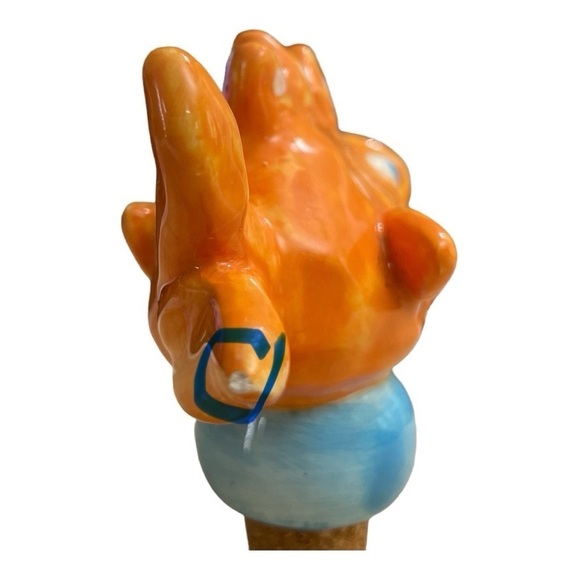 Ceramic Artist Clay Bottle Stopper Beachy Goldfish Whimsical Blue Eyed Polka
Dot - Picture 10 of 11